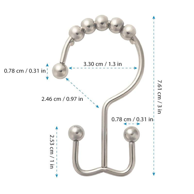 Stainless Steel Shower Curtain Hooks (12 pieces) | Stornfield