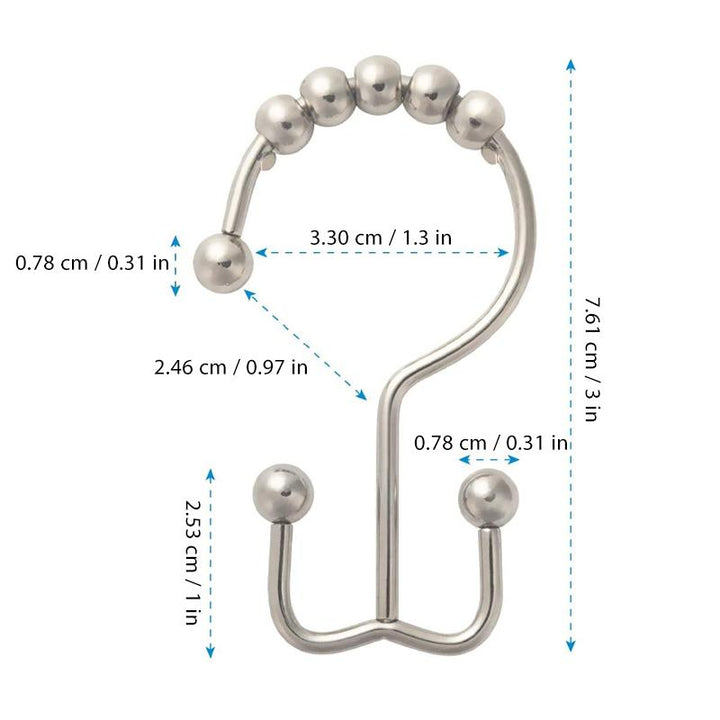 Stainless Steel Shower Curtain Hooks (12 pieces) | Stornfield
