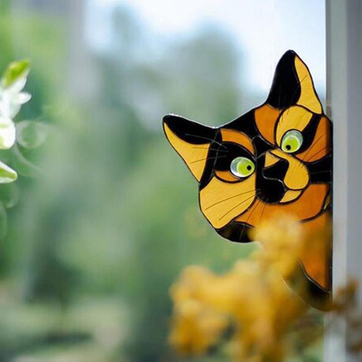 Handmade Stained Glass Cat Suncatcher for Window | Stornfield