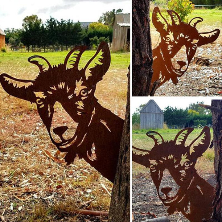 Outdoor Garden Farm Peeping Goat Metal Artwork Indoor Decoration | Stornfield