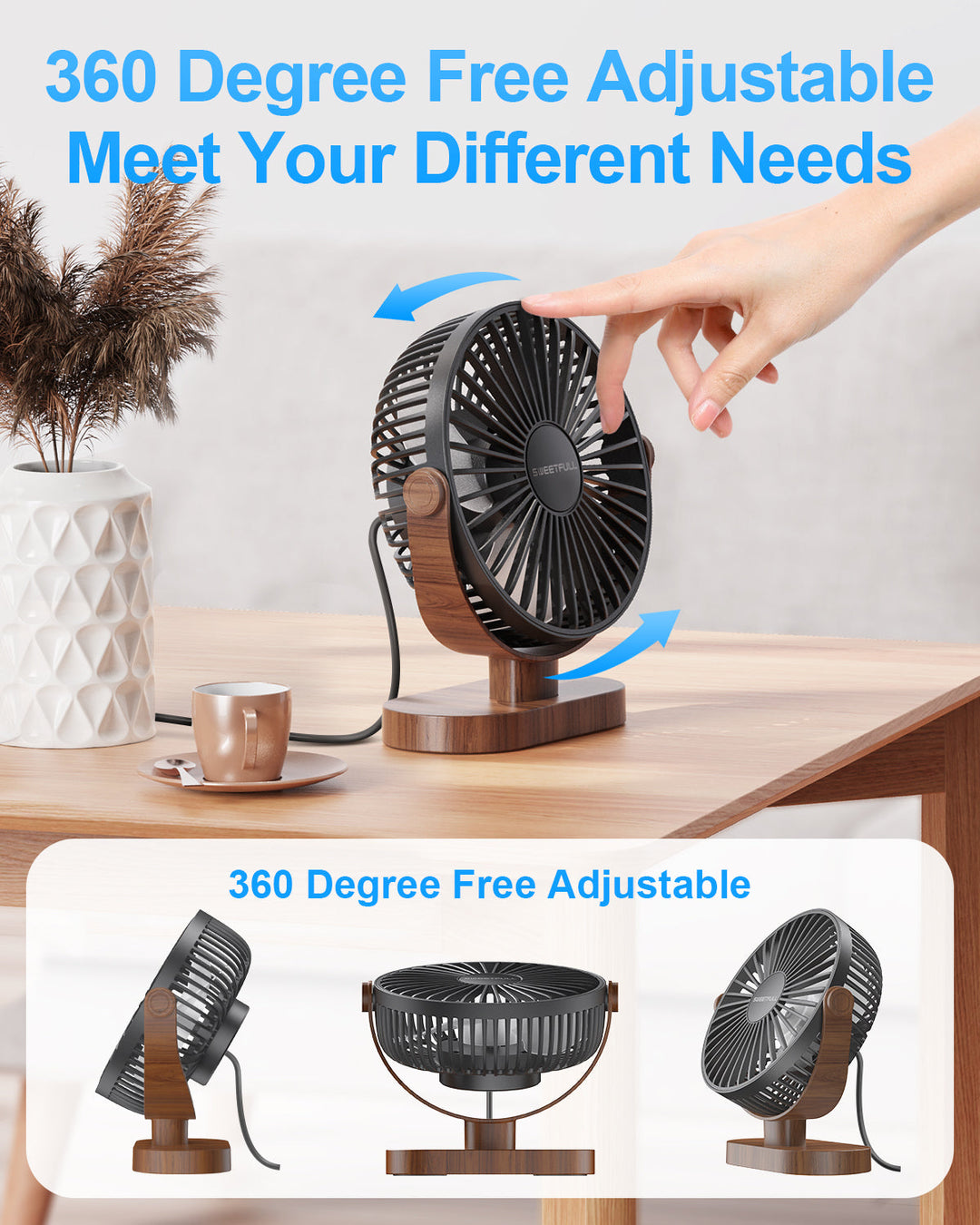 6.5 Inch USB Small Desk Fan for Home Office Car Outdoor Travel | Stornfield
