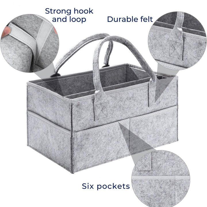NappyNest | Diaper Caddy Organizer – Easy Clean Dividers – Water Resistant Felt – Large Capacity – Portable Nursery Storage for Stornfield Parents
