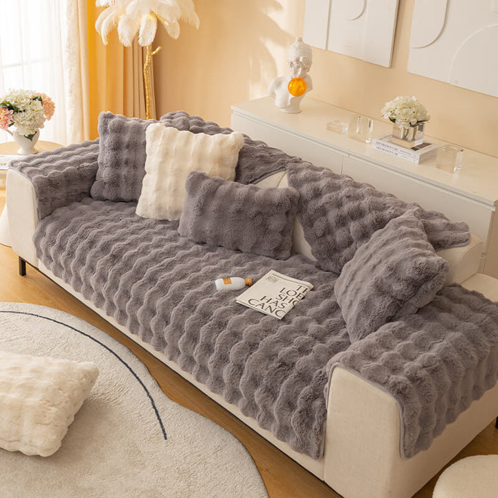 Ultra-soft rabbit plush sofa cushions for cozy elegance | Stornfield