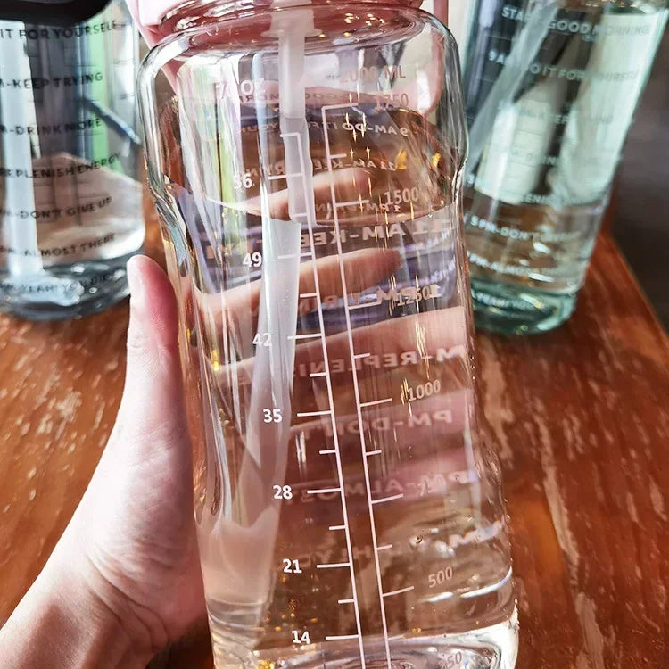 Stornfield | 2L Portable Sports Water Bottle with Straw and Time Markings