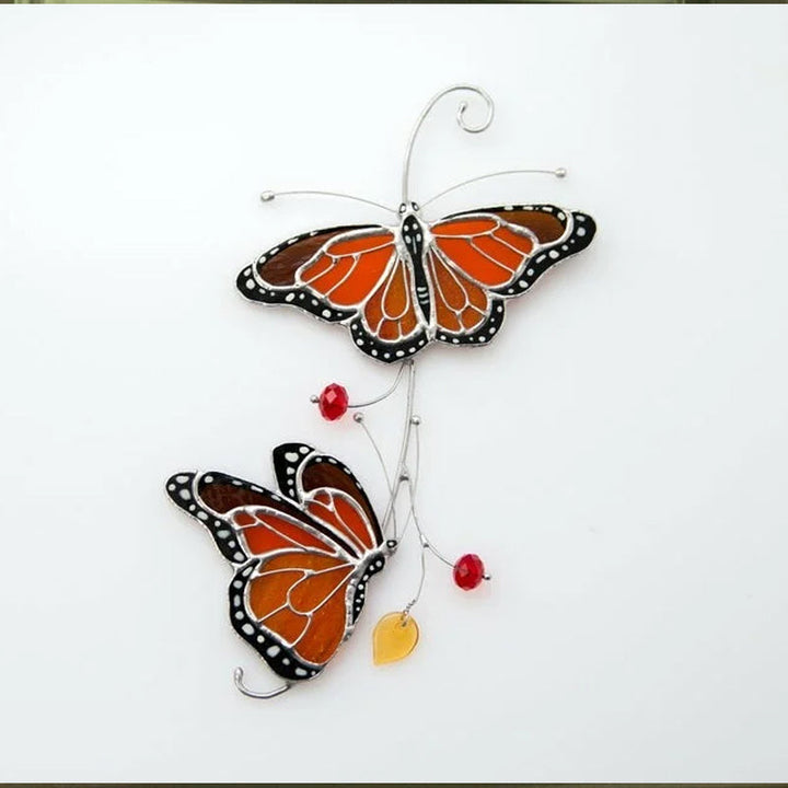 Stained Monarch Butterfly Glass Window Decor | Stornfield
