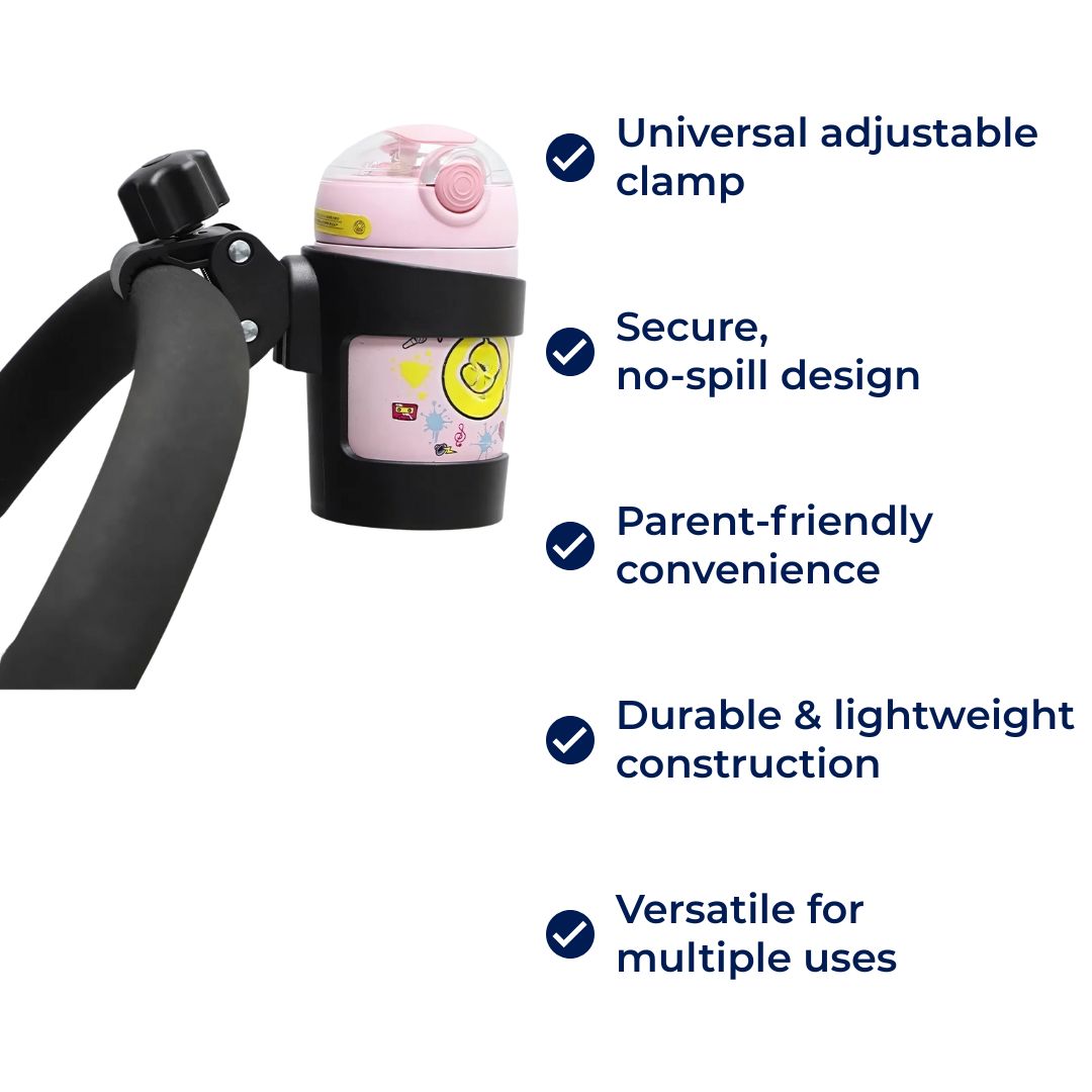 SipSecure | Universal Stroller Cup Holder – Adjustable Clip – Secure Fit – Ideal for Parents On-The-Go Stornfield