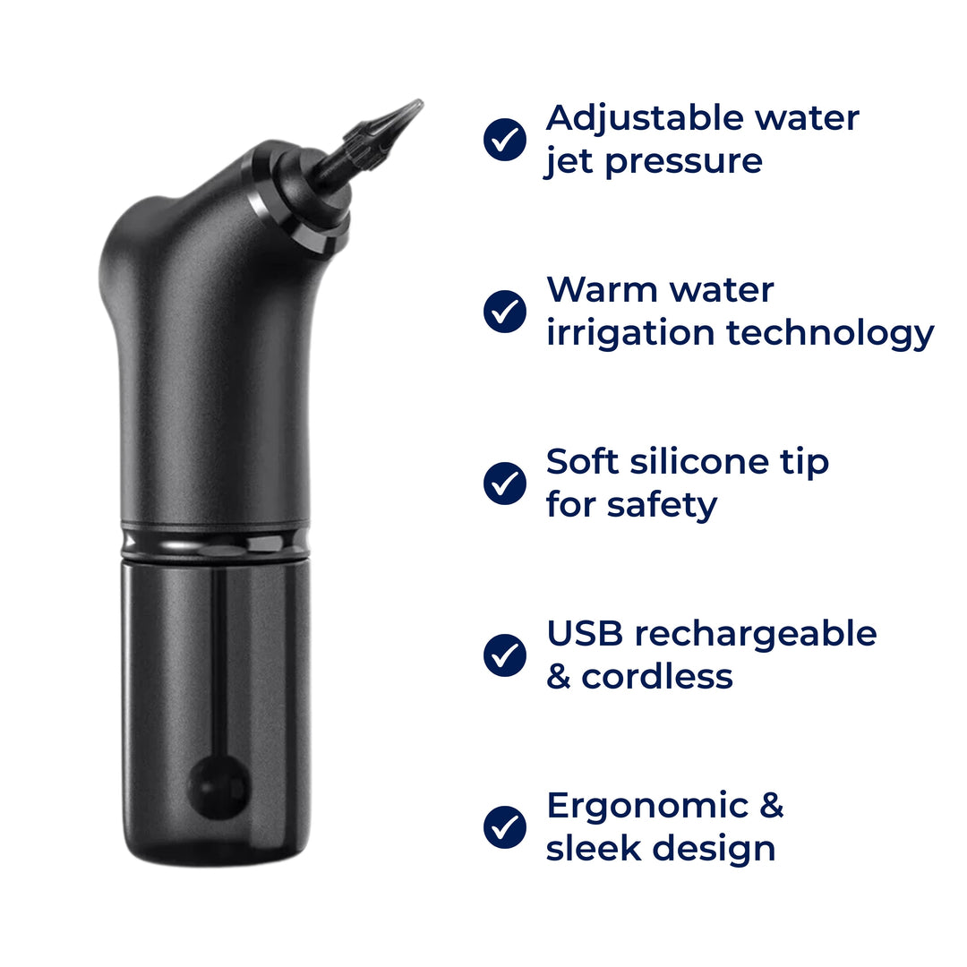 AquaCleanse | Electric Earwax Remover – Adjustable Water Jet – Silicone Tip – Warm Irrigation for Stornfield Families