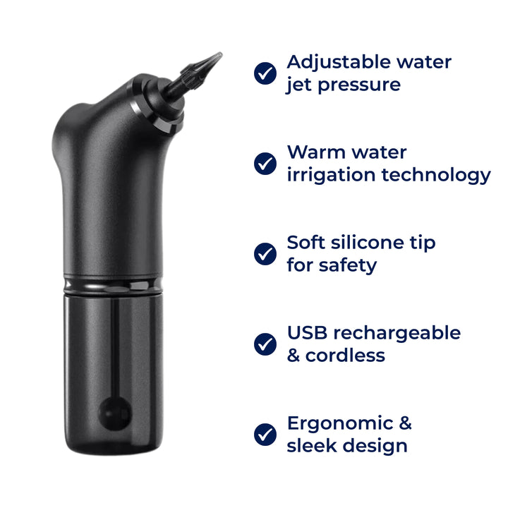 AquaCleanse | Electric Earwax Remover – Adjustable Water Jet – Silicone Tip – Warm Irrigation for Stornfield Families