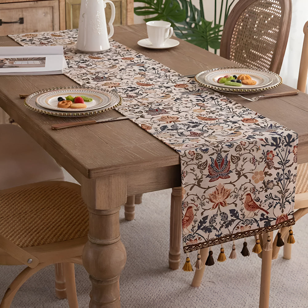 Stornfield | Vintage Floral & Bird Jacquard Table Runner