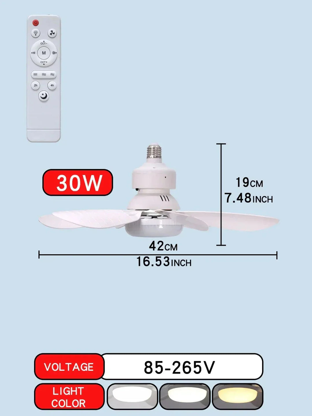 Ceiling fan LED with remote control and dimmable light | Stornfield
