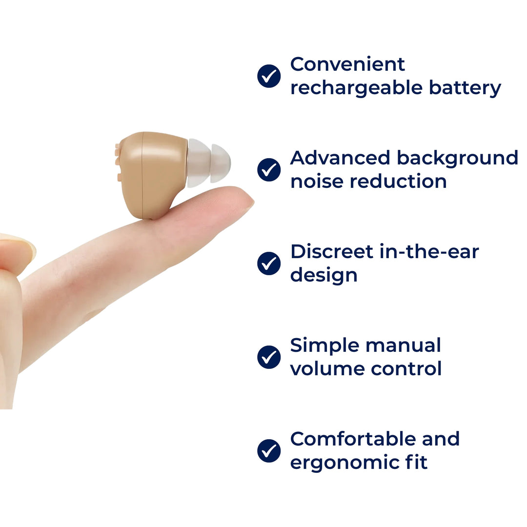 ClearHear | Rechargeable ITE Hearing Amplifier - Noise Reduction - Ergonomic In-Ear Fit - Clearer Speech for Seniors in Daily Use Stornfield
