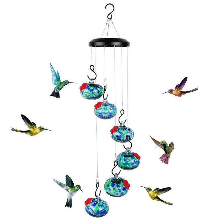 ChimeFeeder Hand Blown Glass Hummingbird Feeder with Stornfield Chime