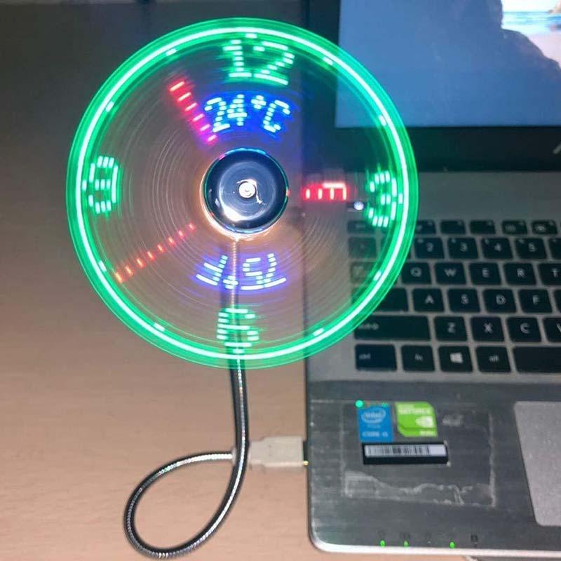 USB Fan with LED Clock Lighting | Stornfield