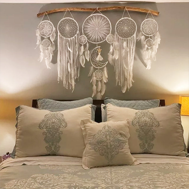 Stornfield | Moon and Stars Dream Catcher Hanging Above the Bed (5 pieces)