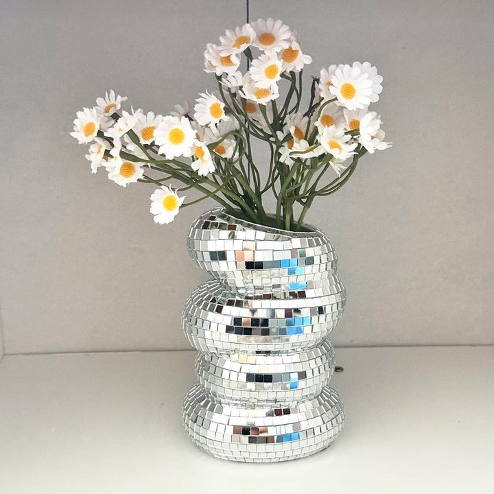 Stornfield Mirrored Disco Ball Vase with Retro Charm and Modern Appeal