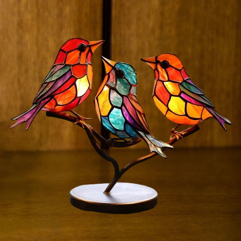 Birds on Branches Stained Glass Ornaments | Stornfield