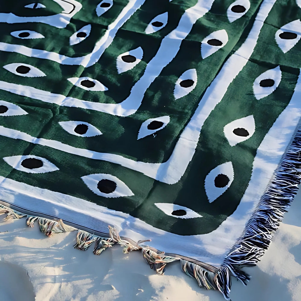Cotton Snake Labyrinth Throw Blanket – Reversible Design | Stornfield
