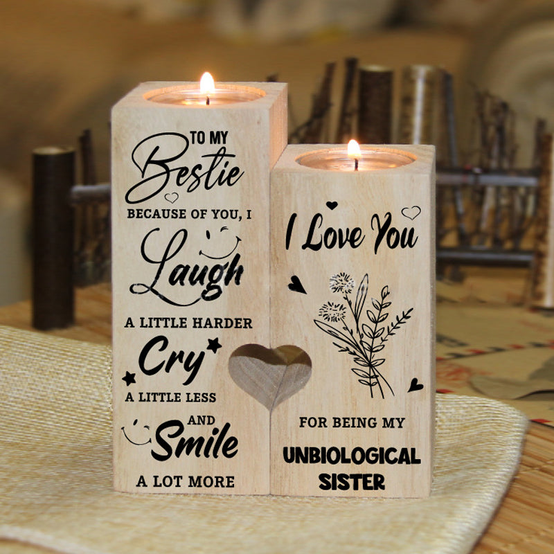Smile A Lot More - Wooden Candle Holder with Candle Gift for Your Loved Ones | Stornfield