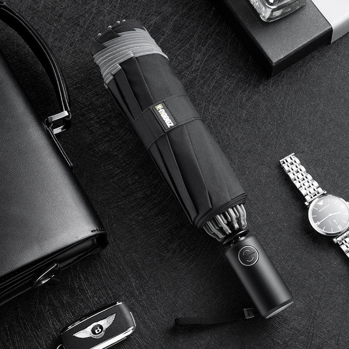 Stornfield | Windproof Reverse Folding Umbrella with LED, Auto Open/Close Design, Safe Reflective Tape & Sturdy 10 Ribs
