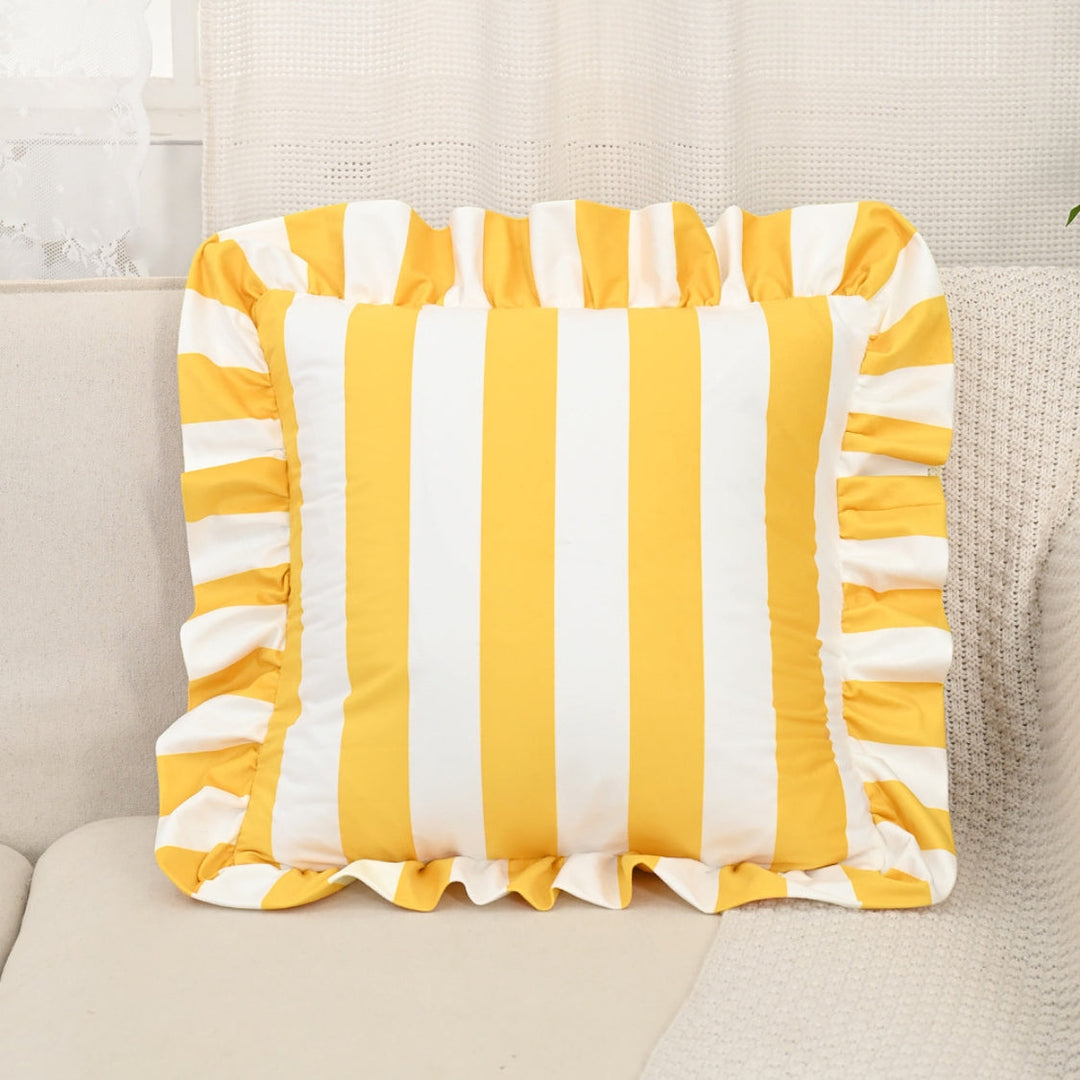 Stornfield | Retro Striped Ruffle Cushion Cover