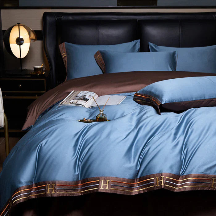 Satin Cotton Embroidered Bedding Set - Luxora | Stornfield