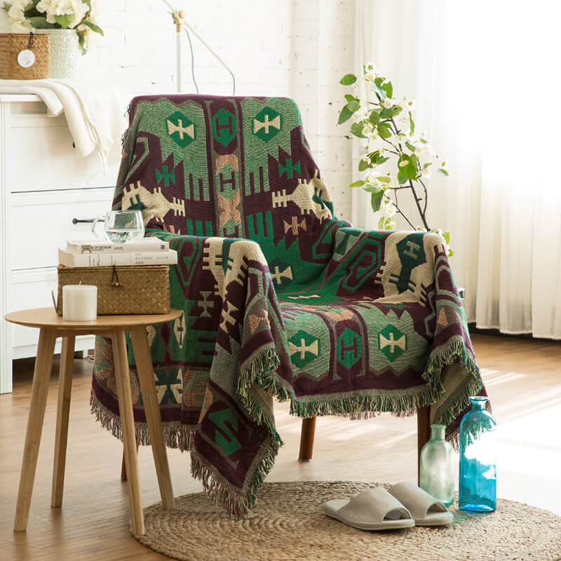 Bohemian knitted throws for sofa decor | Stornfield