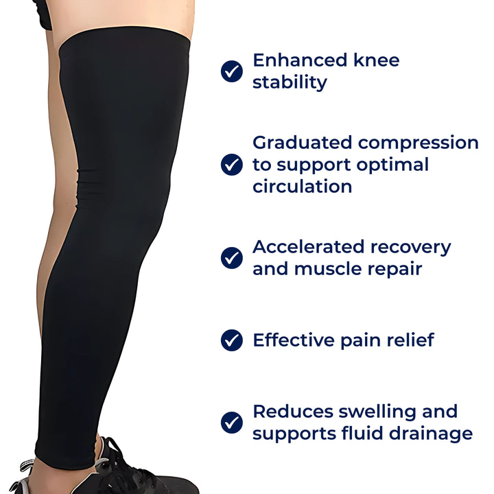 FlexiRelief | Full Leg Compression Sleeve – Knee Support – Graduated Pressure – Pain Relief – Recovery – Swelling Reduction Stornfield