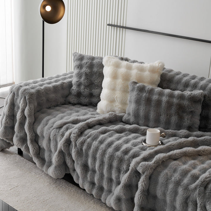 Luxe Ripple Faux Fur Sofa Cover - Modern, Stylish & Durable Sofa Protection | Stornfield