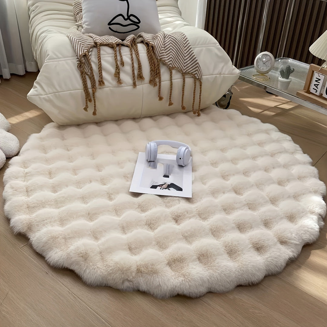 Round fluffy rug for stylish rooms – Soft rug for living room & bedroom | Stornfield