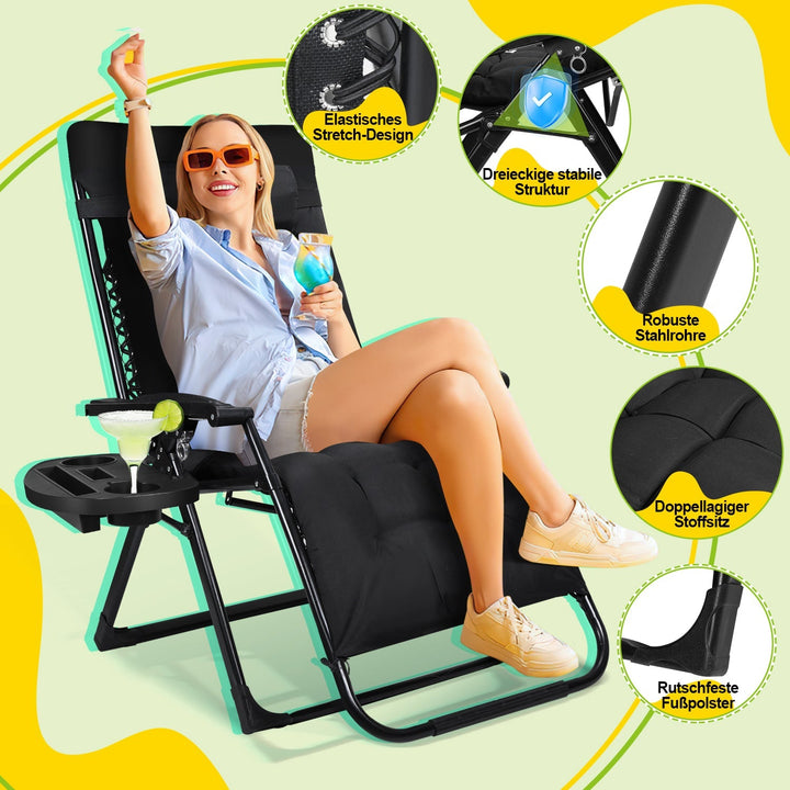 Sun Lounger Folding Deck Chair up to 200kg | Stornfield