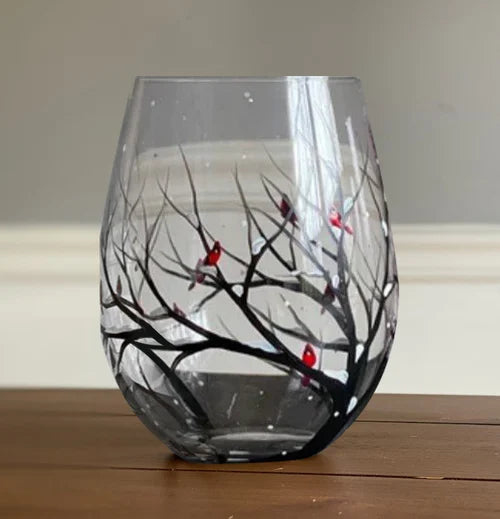 Stornfield | Hand Painted Four Seasons Tree Wine Glasses | Unique Art
