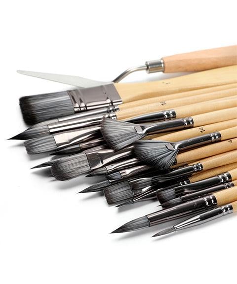 Brush set 24-piece with roll-up case and palette knife | Stornfield