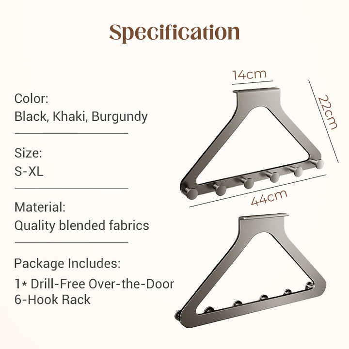 ClariHold Door Hook Rack — More space and organization, completely without drilling stress or door damage | Stornfield