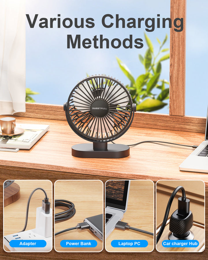 6.5 Inch USB Small Desk Fan for Home Office Car Outdoor Travel | Stornfield