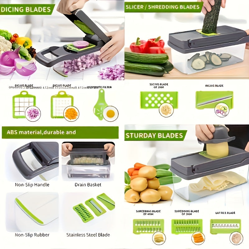 Multifunctional Vegetable Cutter 16-in-1 with Catch Container | Stornfield