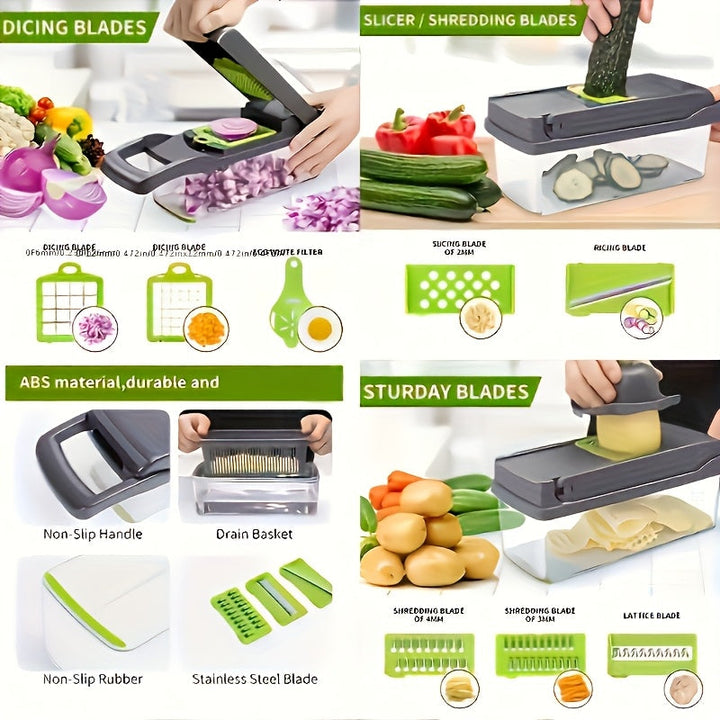 Multifunctional Vegetable Cutter 16-in-1 with Catch Container | Stornfield