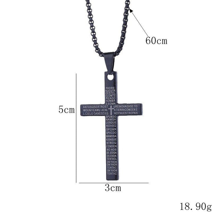 Engraved Lord's Prayer Cross Necklace Stornfield