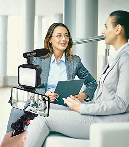 Stornfield | Ensemble de microphone vidéo professionnel avec trépied et lumière vidéo LED