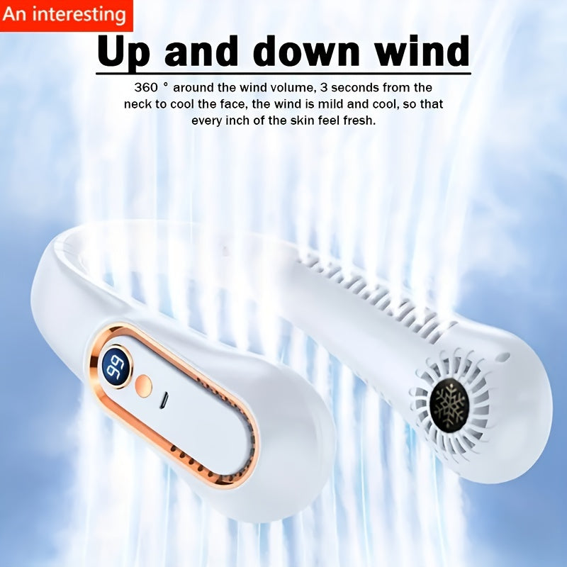 1pc Portable USB Cooler Fan With 5 Speeds And Digital Display - Super Strong Technology And Bladeless Design For Outdoor Use | Stornfield