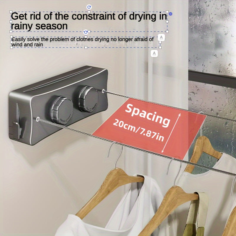 Retractable clothesline stainless steel 5.1 m double line | Stornfield
