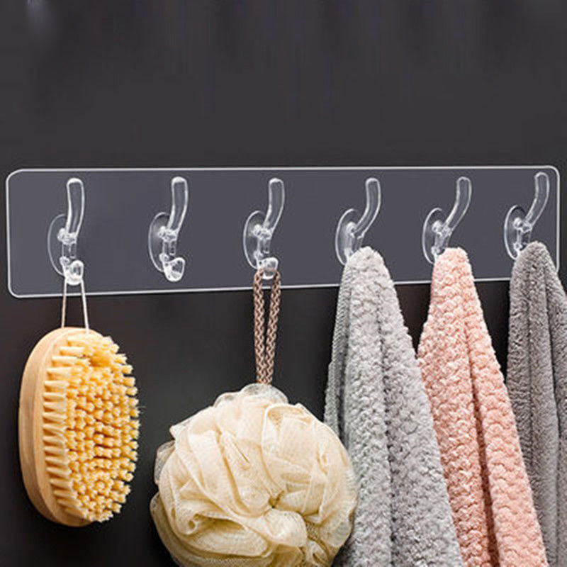 6 Hooks Multifunctional Self-Adhesive Hooks No Drilling Wall Transparent Hook | Stornfield