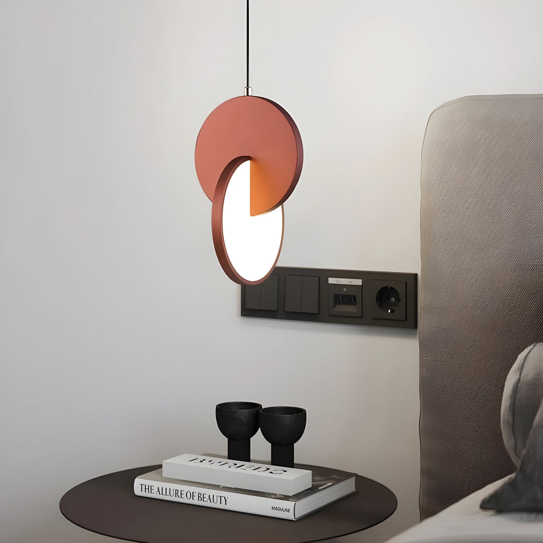 Modern Scandinavian LED pendant lamp with round frame and warm light bowl