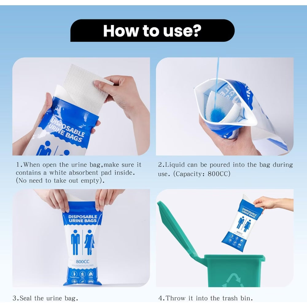 Disposable Urine Bag 800 ml for Car & Travel | Stornfield