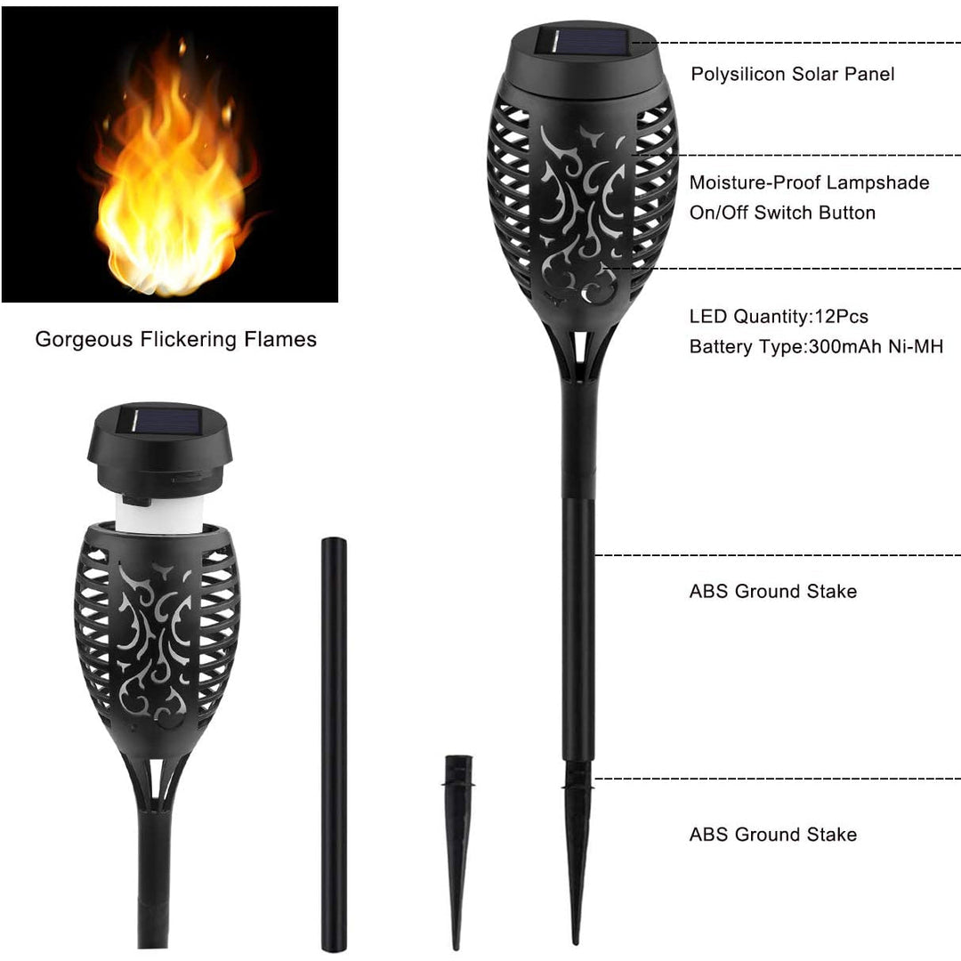 Stornfield | 8-Pack : Lampe torche solaire avec flamme vacillante