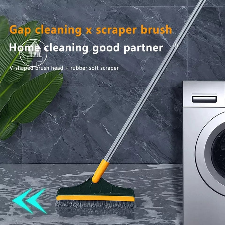2-in-1 Floor Scrub Brush with Window Squeegee, 120-Degree Rotatable Long Handle, Stornfield