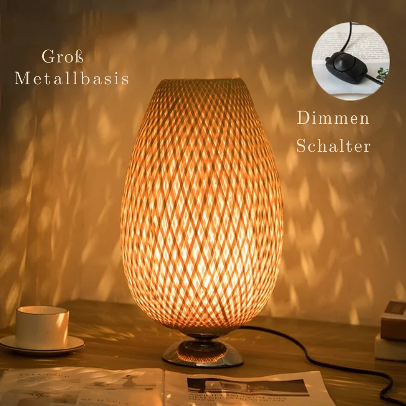 Vintage Bamboo Table Lamp - Retro Bamboo Lamp for Living Room and Office | Stornfield
