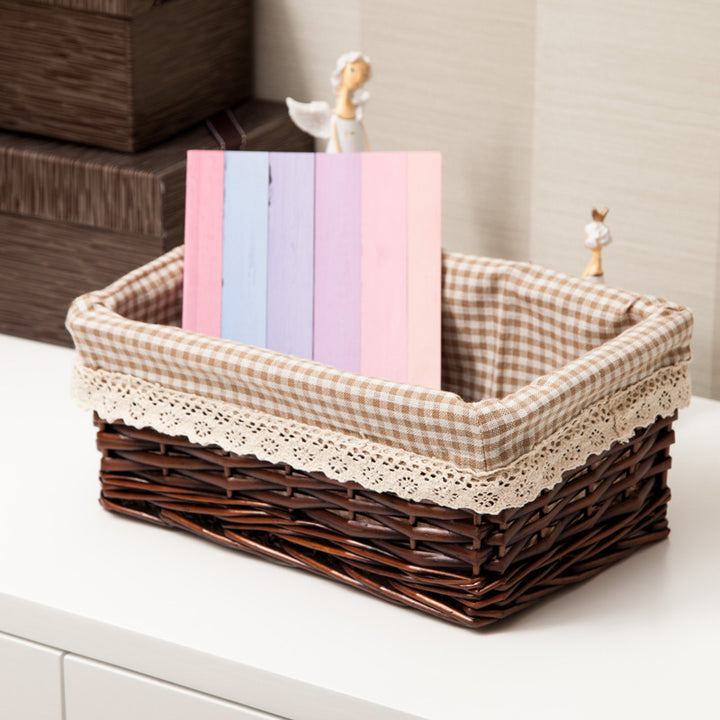 Women storage basket made of woven material with elegant fabric lining Stornfield