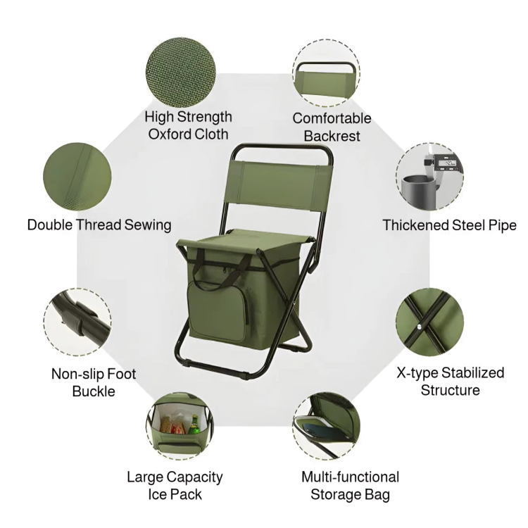 Built-in Cooling Bag Portable Folding Outdoor Stool | Stornfield