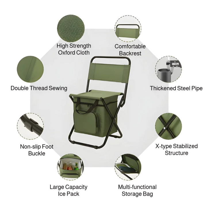 Built-in Cooling Bag Portable Folding Outdoor Stool | Stornfield