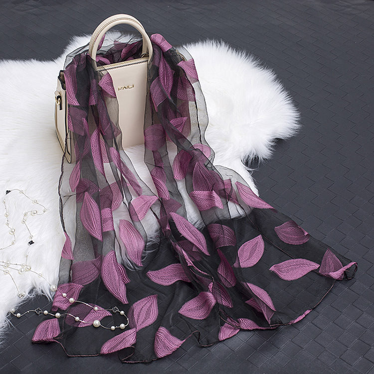 Stornfield | Silk scarf with cut flowers hollow motif